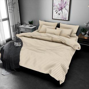 Постільна білизна Смуга бежевий LoveYouHome Бязь gold 1998 фото | Tidy Home