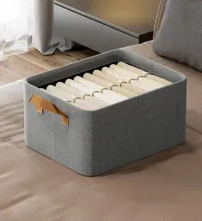 Кошик для зберігання одягу та білизни Joybos Cotton Linen з ручками, сірий 2390 фото | Tidy Home