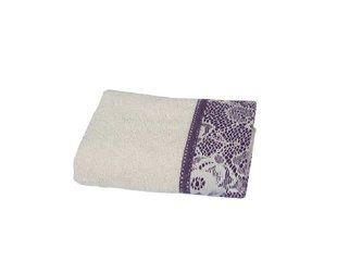 Полотенце Romeo Soft - Crochet молочное с фиолетовым кружевом 70*140 3965 фото | Tidy Home