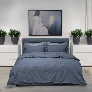 Постельное белье сатин премиум Lotus Home - Basic серое евро 4215 фото | Tidy Home