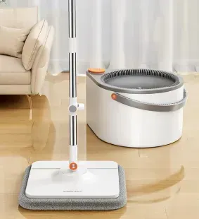 Набор швабра и ведро с отжимом Joybos Spin Mop S01, 2 мопы в комплекте 5446 фото | Tidy Home