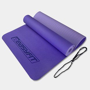 Килимок для йоги та фітнесу EasyFit TPE+TC 6мм двошаровий бузковий-св.бузковий 2132 фото | Tidy Home