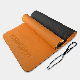Килимок для йоги та фітнесу EasyFit TPE+TC 6мм двошаровий помаранчевий-чорний 2137 фото | Tidy Home