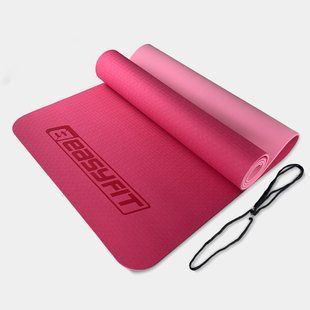 Килимок для йоги та фітнесу EasyFit TPE+TC 6мм двошаровий рожевий-св. рожевий 2138 фото | Tidy Home