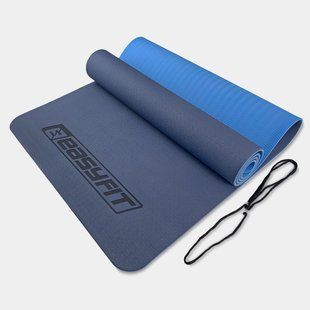 Килимок для йоги та фітнесу EasyFit TPE+TC 6мм двошаровий синій-блакитний 2139 фото | Tidy Home