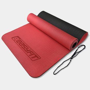 Килимок для йоги та фітнесу EasyFit TPE+TC 6мм двошаровий червоний-чорний 2141 фото | Tidy Home