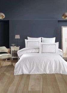Постельное белье Dantela Vita сатин с вышивкой - Katrina серый евро 4383 фото | Tidy Home