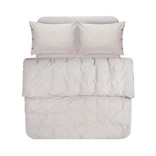 Постельное белье Lotus Home Washed cotton - Solid kahve-bej бежево-кофейное евро 4040 фото | Tidy Home